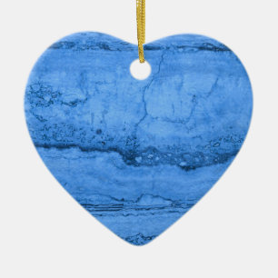 Blå Granite mönster, blå marmor, blå sten Julgransprydnad Keramik