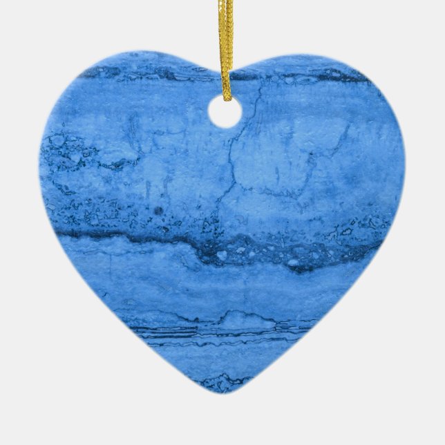 Blå Granite mönster, blå marmor, blå sten Julgransprydnad Keramik (Framsidan)