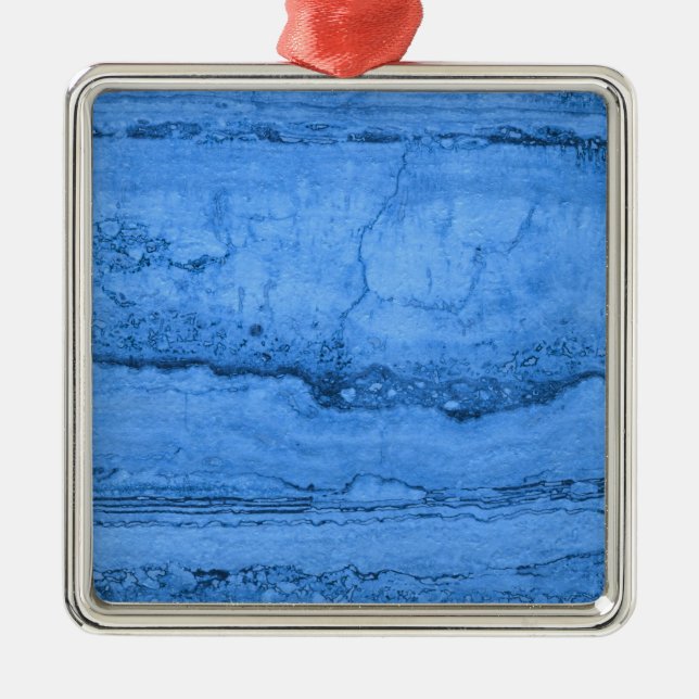 Blå Granite mönster, blå marmor, blå sten Julgransprydnad Metall (Framsidan)