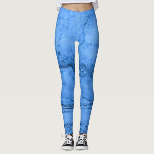 Blå Granite mönster, blå marmor, blå sten Leggings