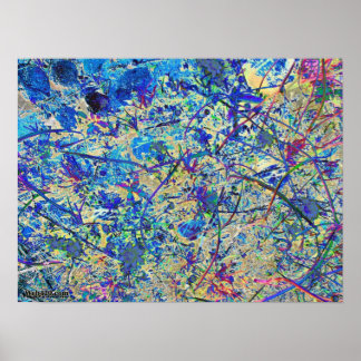 Blå gräs och blommor poster