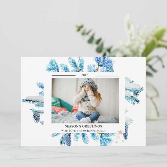 Blå Gräs Träd Grenar FOTOSEASON:S GREETINGAR (Stående Fram)