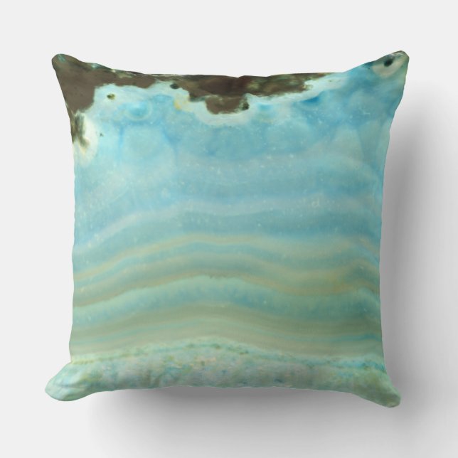 Blå Grått-agate Geode Sten Crystal Mönster Kudde (Framsida)