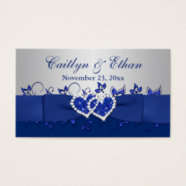 Blå, Grått Blommigt, Märkre för hörselbröllop Visitkort