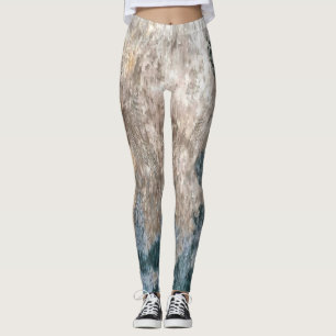 Blå Grått-dekorativ Abstrakt Leggings