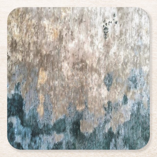 Blå Grått-dekorativ Abstrakt Underlägg Papper Kvadrat (Framsidan)