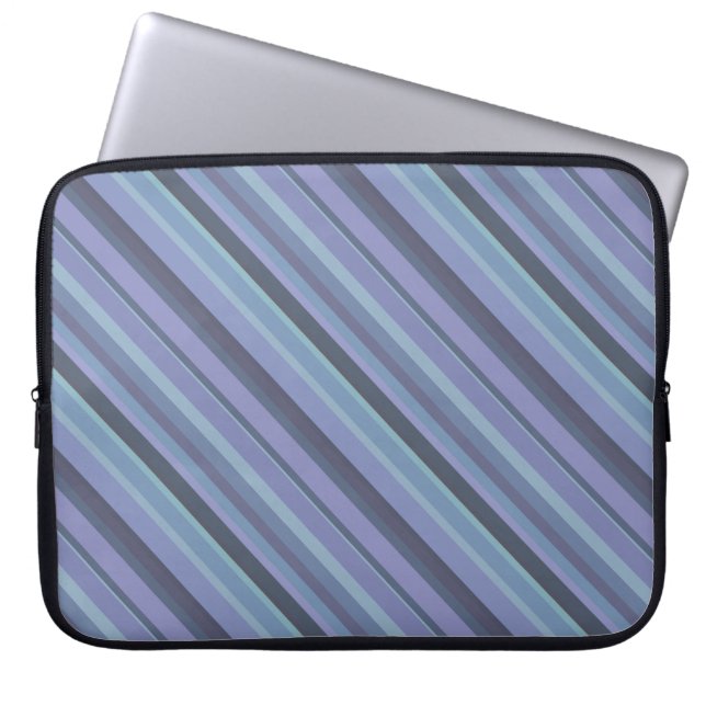 Blå grått diagonal rand laptop fodral (Framsidan)