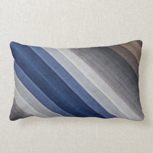 Blå Grått Diagonal Rand Modern Lumbarkudde