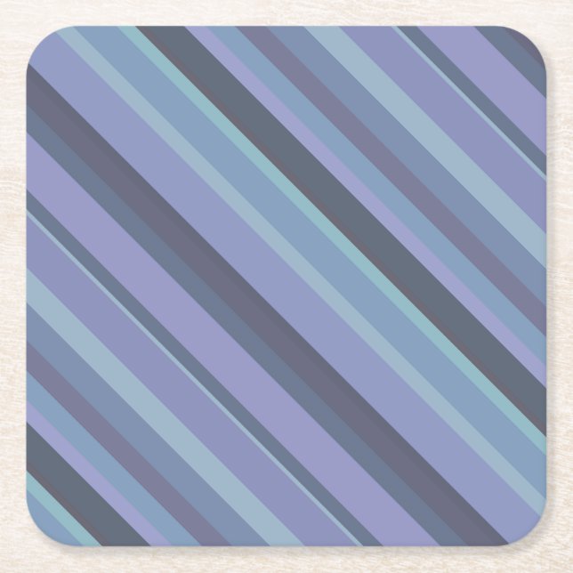 Blå grått diagonal rand underlägg papper kvadrat (Framsidan)