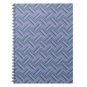 Blå grått diagonal rand väv mönster anteckningsbok med spiral