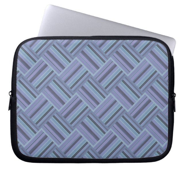 Blå grått diagonal rand väv mönster laptop fodral (Framsidan)