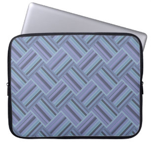 Blå grått diagonal rand väv mönster laptop fodral