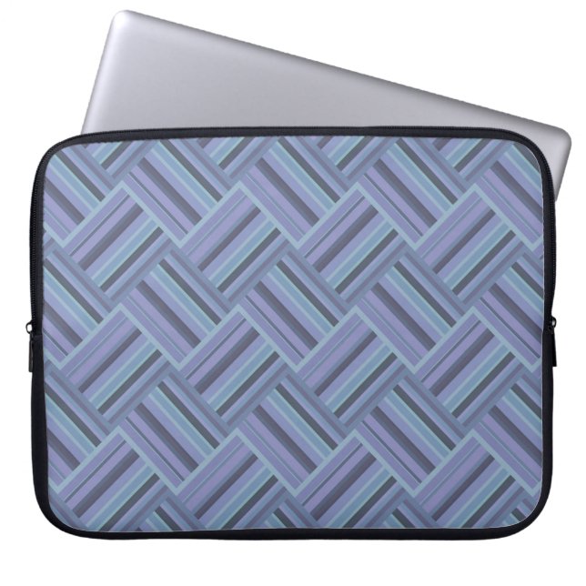 Blå grått diagonal rand väv mönster laptop fodral (Framsidan)