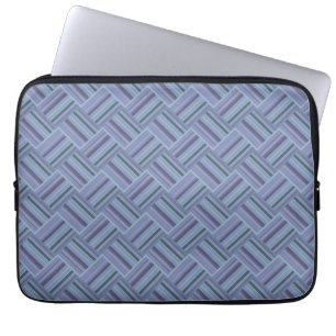 Blå grått diagonal rand väv mönster laptop fodral
