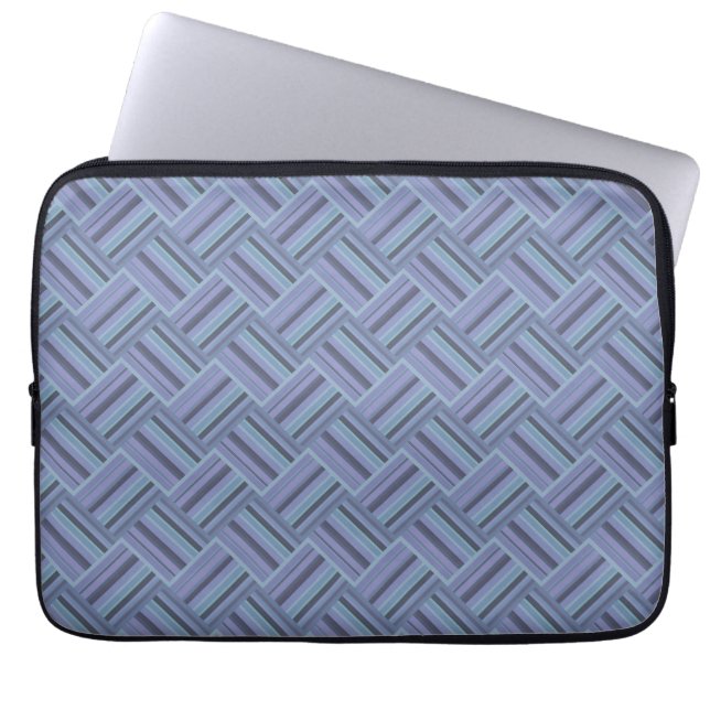 Blå grått diagonal rand väv mönster laptop fodral (Framsidan)