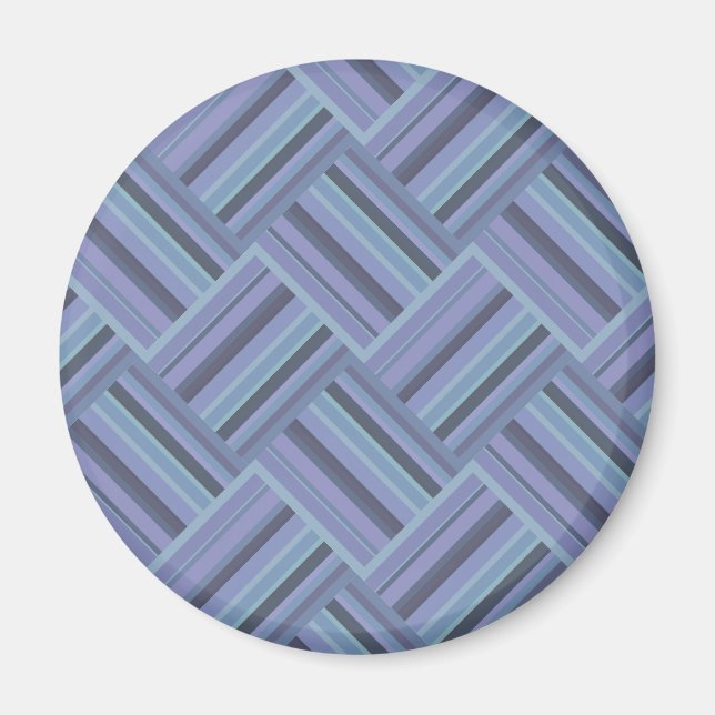 Blå grått diagonal rand väv mönster magnet (Framsidan)