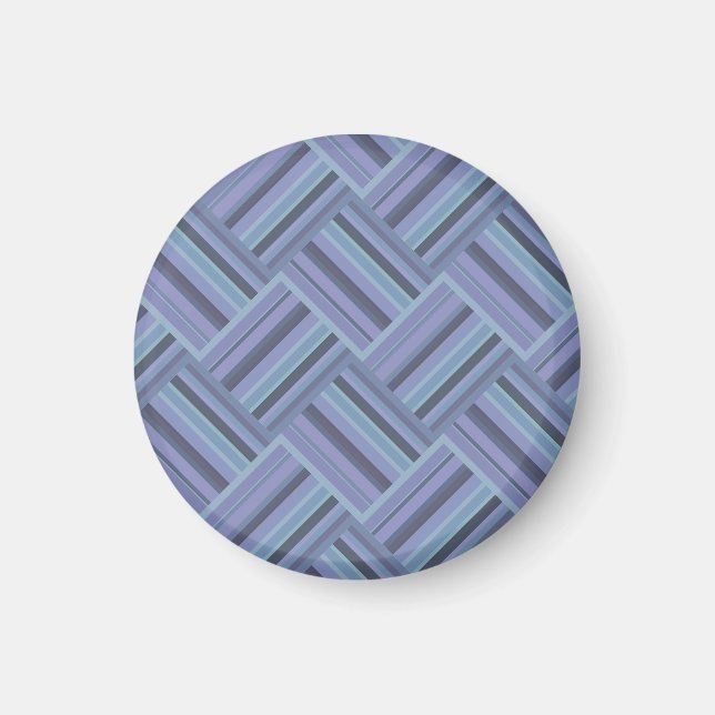 Blå grått diagonal rand väv mönster magnet (Framsidan)
