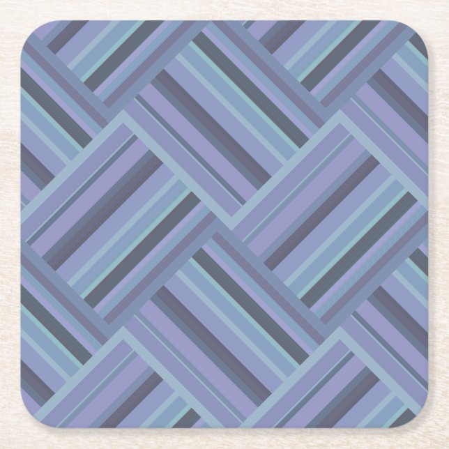 Blå grått diagonal rand väv mönster underlägg papper kvadrat (Framsidan)