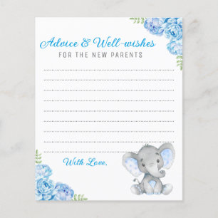 Blå Grått Elephant Shower New Parents Advice-kort