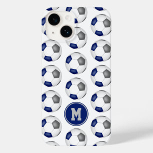 blå grått-fotbollar mönster monogrammade