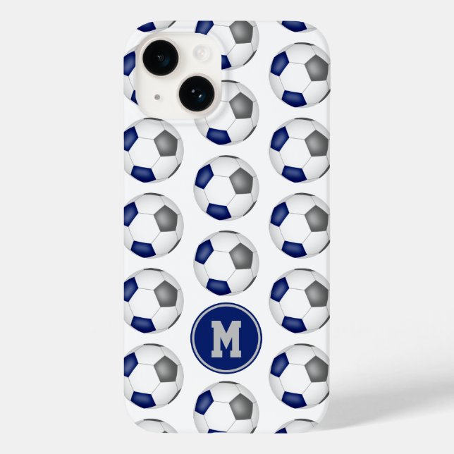 blå grått-fotbollar mönster monogrammade (Baksida)