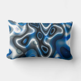 Blå/Grått Fractal Art Lumbar Dekorativ kudde