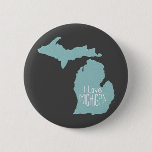 Blå Grått I Kärlek Michigan Silhouette på Grå Knapp