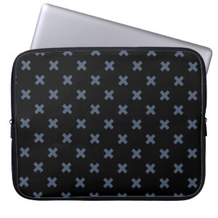 Blå-grått kor stygn på svart laptop fodral