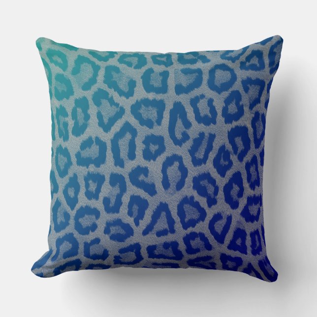 Blå grått leopard abstrakt modern kudde (Framsida)