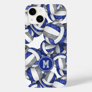 Blå grått monogrammerade flickor volleyball