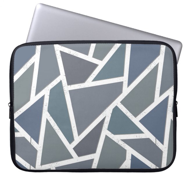 Blå grått-mosaic mönster laptop fodral (Framsidan)