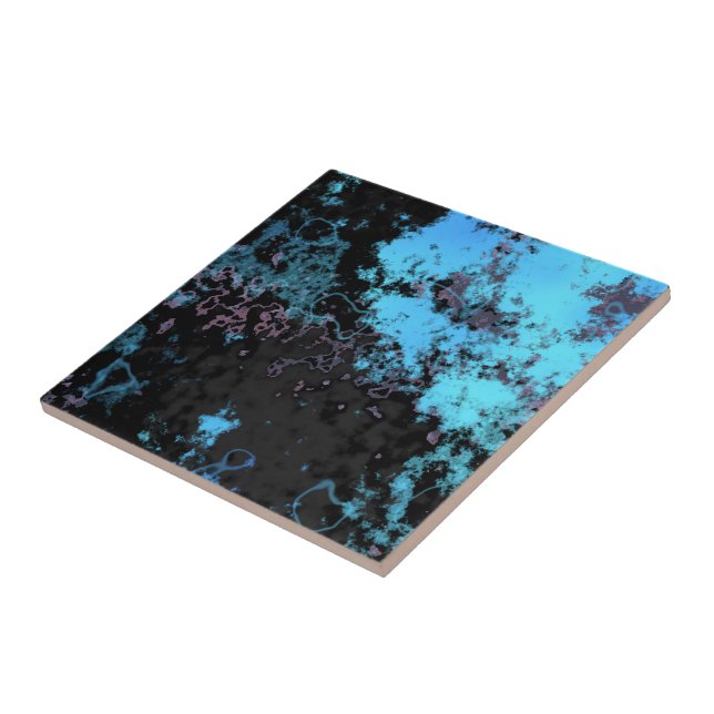 Blå, Grått och Lila Marble-Abstrakt Kakelplatta (Sidan)