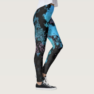Blå, Grått och Lila Marble-Abstrakt Leggings