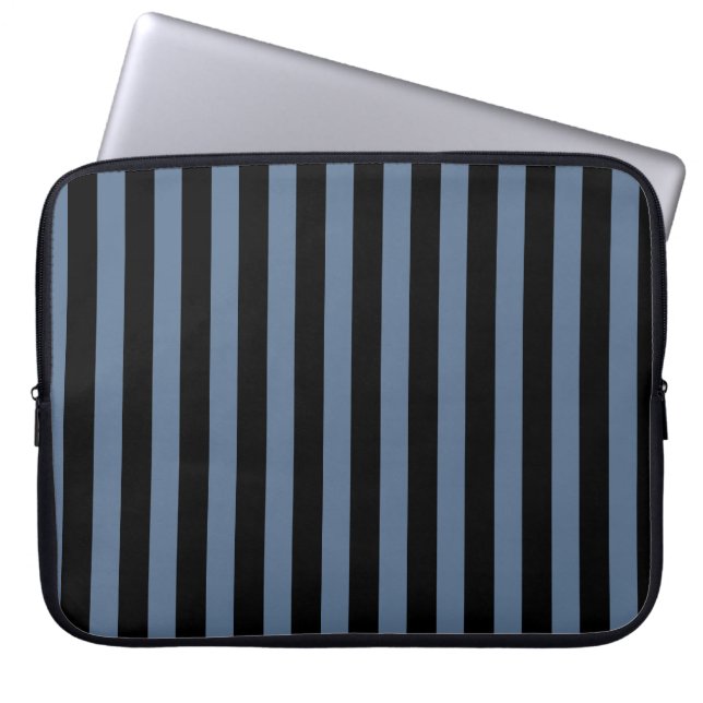 Blå grått och svart rand laptop fodral (Framsidan)