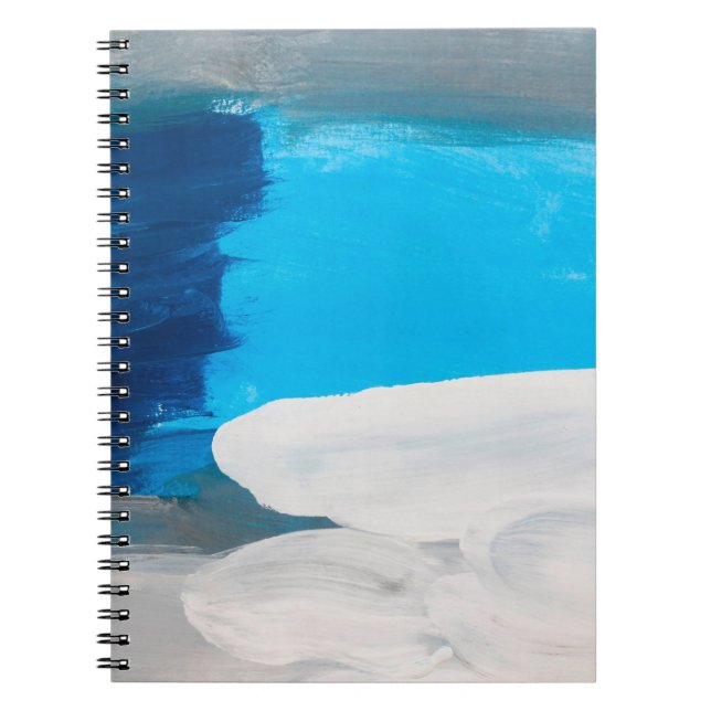 Blå, Grått och vit Abstrakt Art Painting backgro Anteckningsbok (Framsidan)