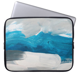 Blå, Grått och vit Abstrakt Art Painting backgro Laptop Fodral