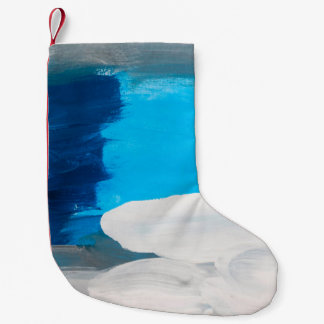 Blå, Grått och vit Abstrakt Art Painting backgro Liten Julstrumpa