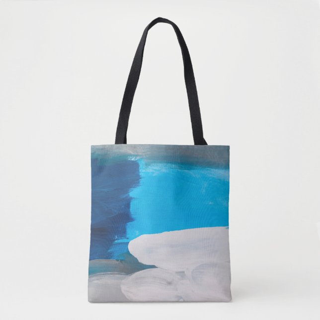 Blå, Grått och vit Abstrakt Art Painting backgro Tygkasse (Framsida)