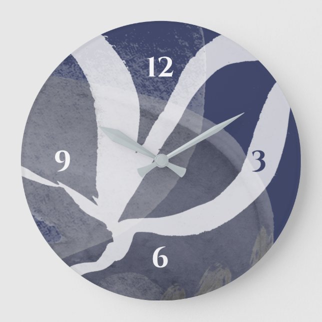 Blå Grått och vit konstnärlig vattenfärg, stor klo Klocka (Framsida)