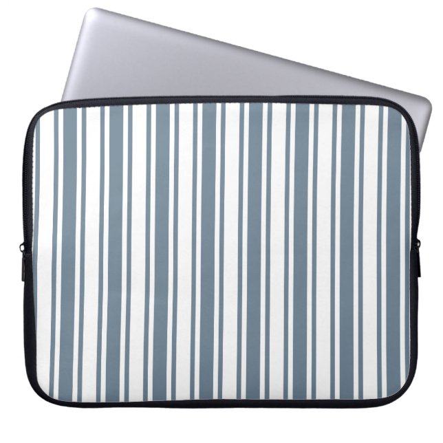 Blå-grått och vitt kandiseriskt rand laptop fodral (Framsidan)