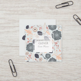 Blå Grått Peach Playful Mix Tossed Flowers Fyrkantigt Visitkort