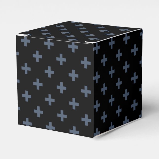 Blå grått polka kor på svart presentaskar (Framsidan Sidan)