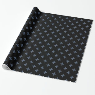 Blå grått polka kor på svart presentpapper