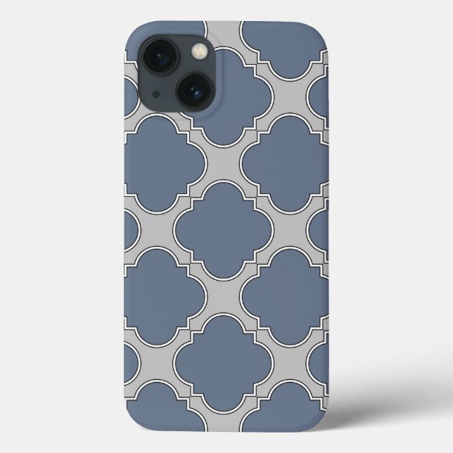 Blå grått quatrefoil Fodral-Mate iphone case (Baksida)