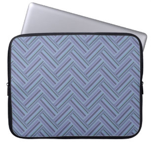 Blå grått rand dubbla väv mönster laptop sleeve