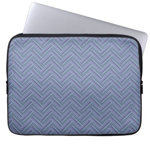 Blå grått rand dubbla väv mönster laptop sleeve