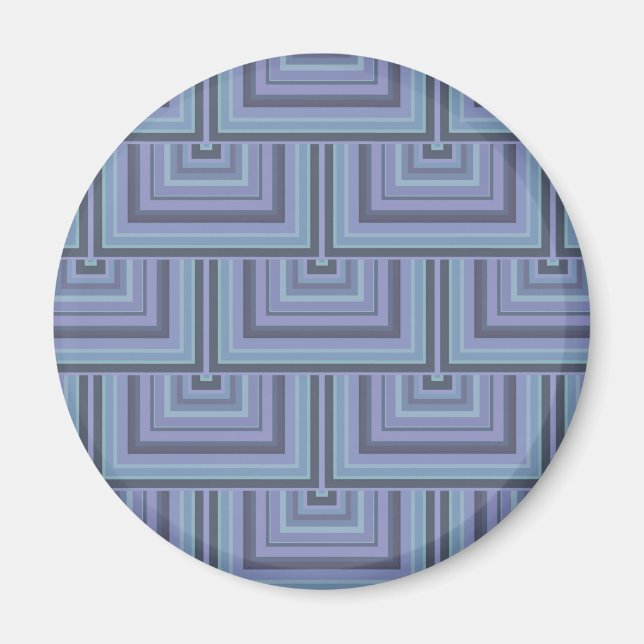 Blå grått rand-kvadratskalor mönster magnet (Framsidan)