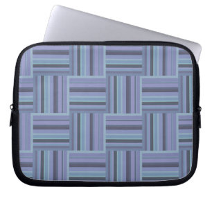 Blå-grått rand väv mönster laptop sleeve