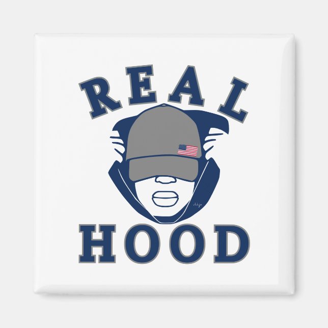 blå grått REAL HUVA GUY IN HOODIE Magnet (Framsidan)