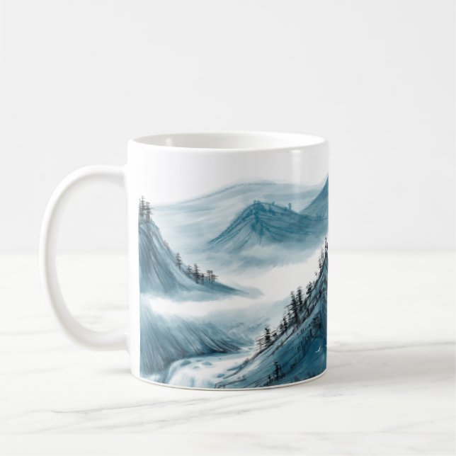 Blå grått Rolling Mountains Cloud Natature Ligcape Kaffemugg (Vänster)